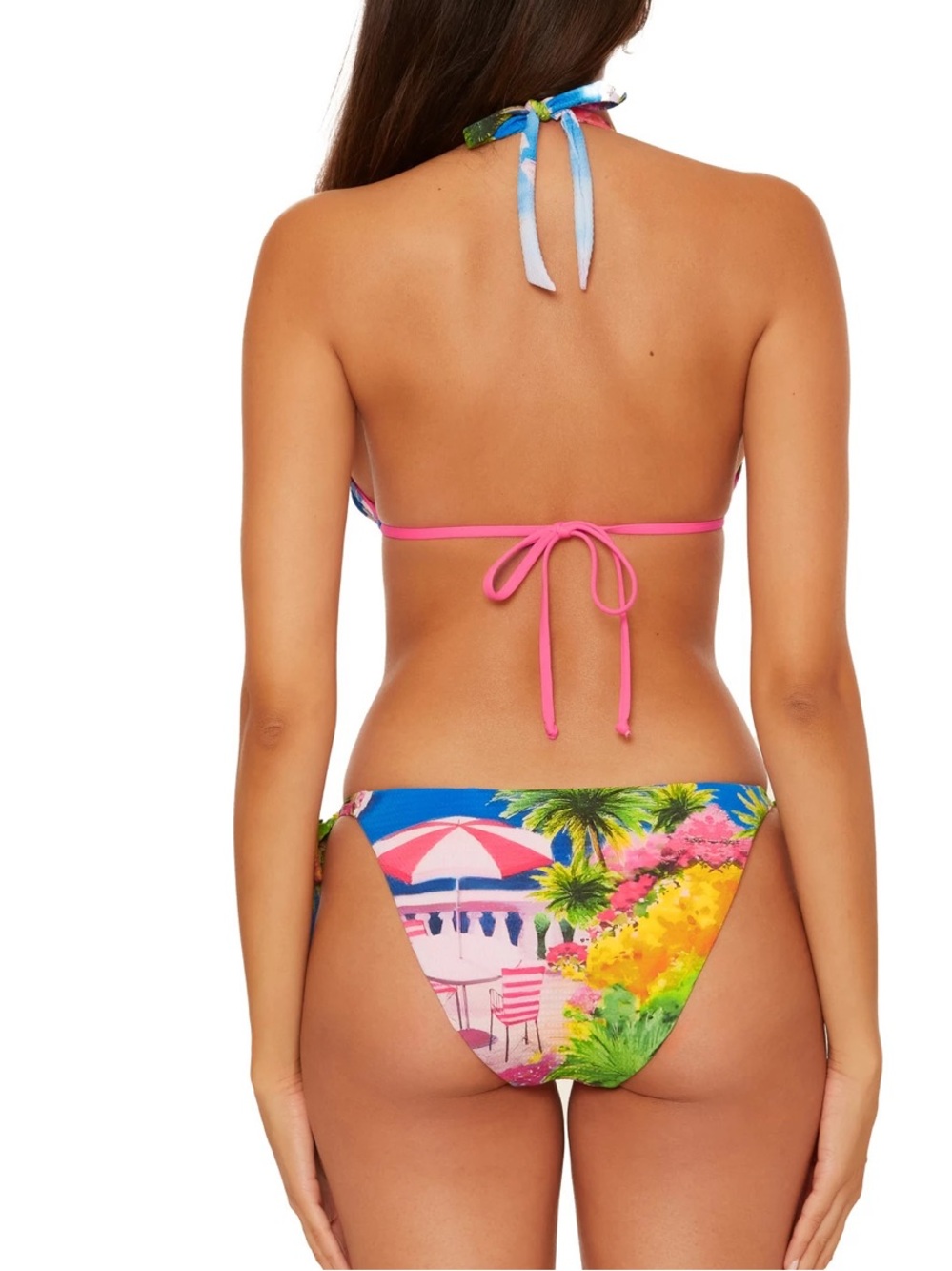 Becca Island Print Triangle Bikini Top & Tie-Side Bottoms - Pink Multi - Picture 8 of 10